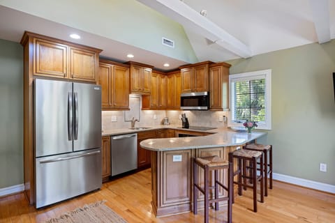 Quaint kitchen but has everything you need for your meals!