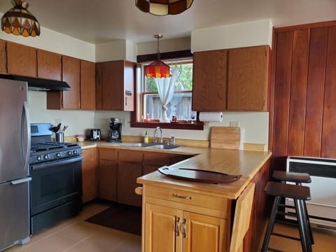 Kitchen & living room stay warm & toasty with propane heater between them!