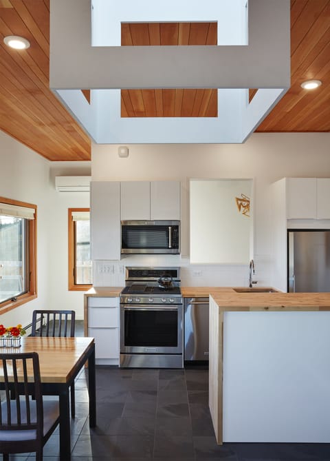 Gourmet kitchen with top of the line appliances.