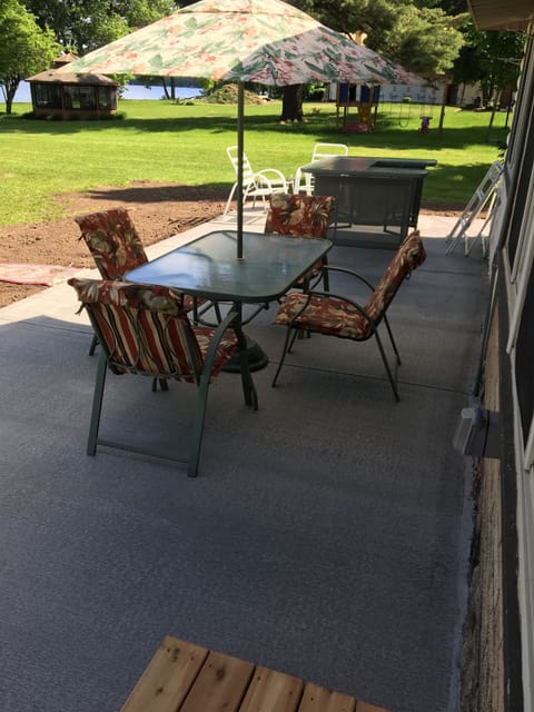 new 12 by 35 patio on lake side