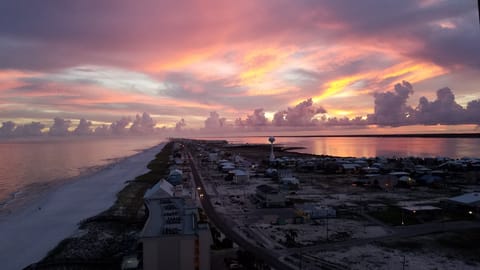 Balcony view of the setting sun
