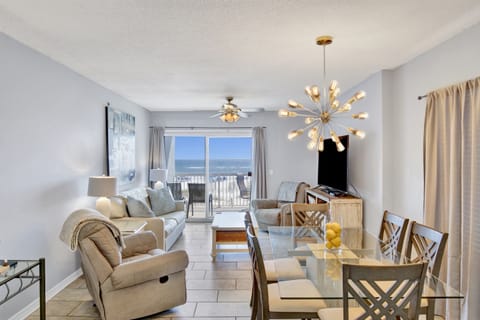 Living room features sleeper sofa for 2, 2 recliners and Smart TV