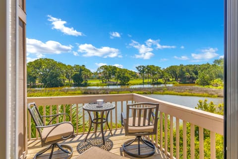 Balcony overlooking the pond