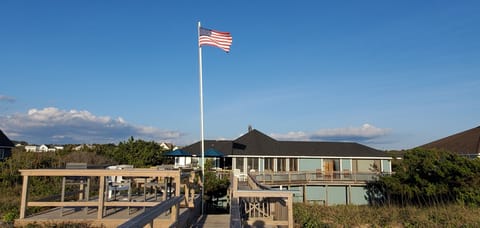 Seascape Cottage viewed from the dune top.