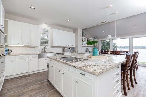 Massive kitchen with every small appliance and utensil you could desire.