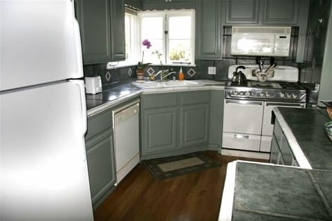 The gourmet kitchen is stocked with everything you'll need