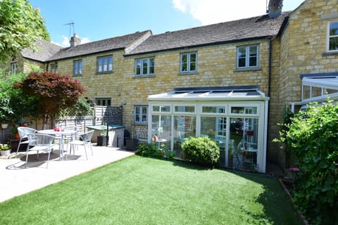 Outside:  Raised, decked area and garden