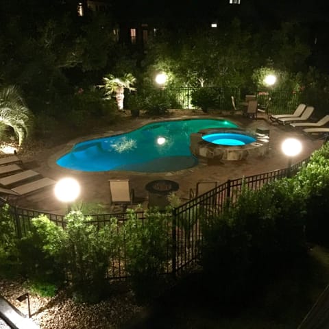 Night time at the pool & hot tub