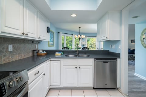 The pass through opens to the dining area