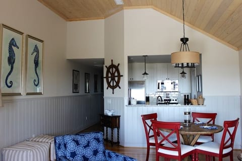 The beachy art reminds you that the ocean is just outside your door.