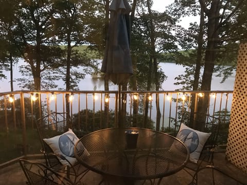 Relax lakeside on the patio at sunset