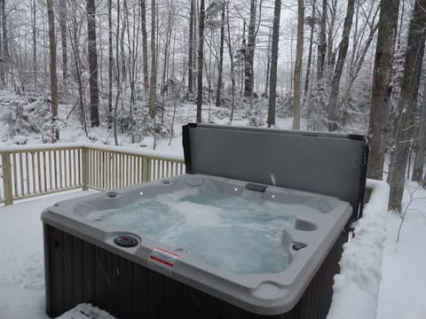 Private hot tub on our rear deck