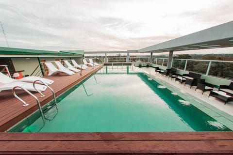 Outdoor pool, sun loungers