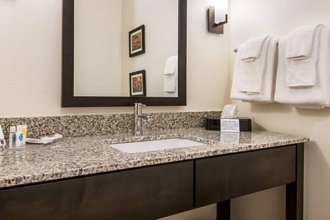 Desk, laptop workspace, blackout drapes, iron/ironing board