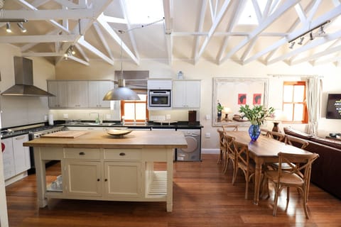 Skylights add to a bright atmosphere