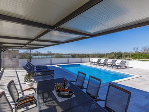 Swimming Pool, Composite Material, Shade, Outdoor Furniture, Chair, Design, Outdoor Structure, Daylighting, Patio, Pergola