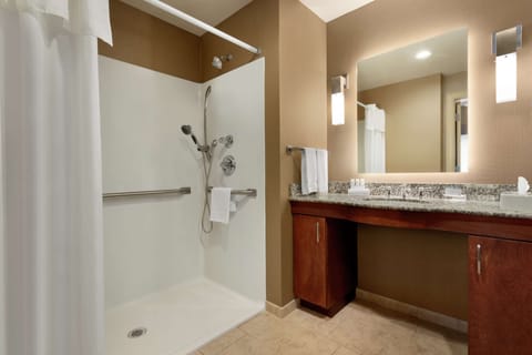 Studio, 1 King Bed, Accessible, Non Smoking (Mobility & Hearing, Roll-in Shower) | Bathroom shower