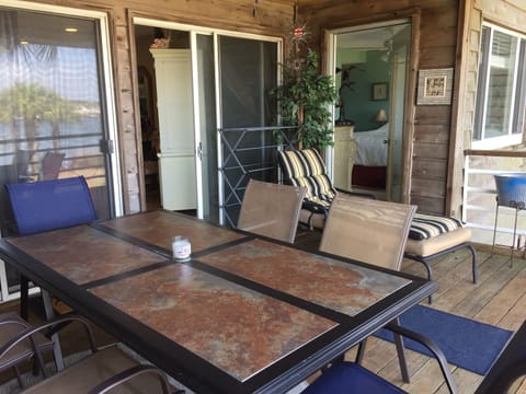 Our balcony with doors open into Condo.