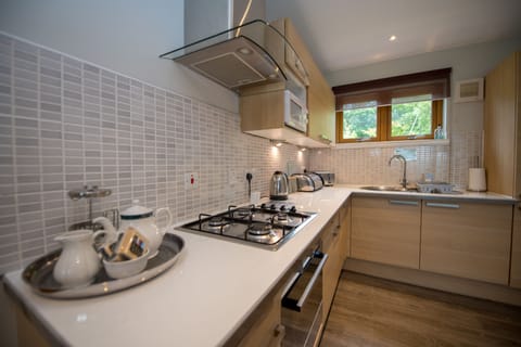 Full-size fridge, microwave, oven, stovetop