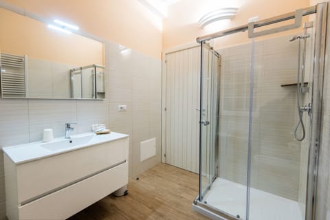 Shower, free toiletries, towels