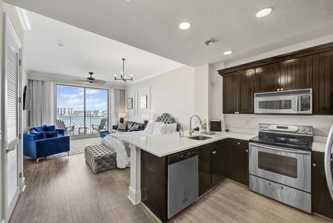 Full kitchen and full sized appliances. Everything you need on your vacation