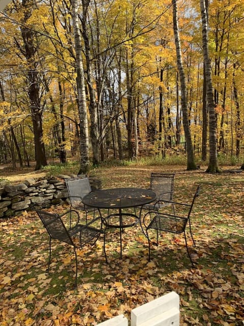 Outdoor seating - charcoal grill not shown grass patio