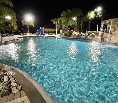 Community pool at night
