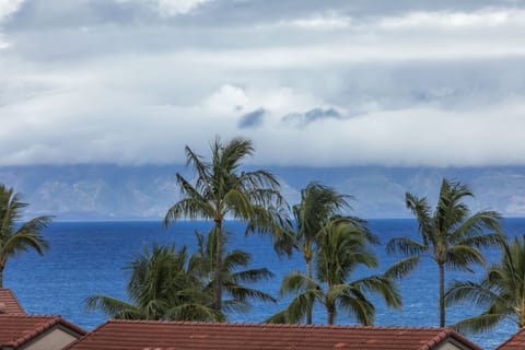 View from the lanai of the ocean Island of Molokai