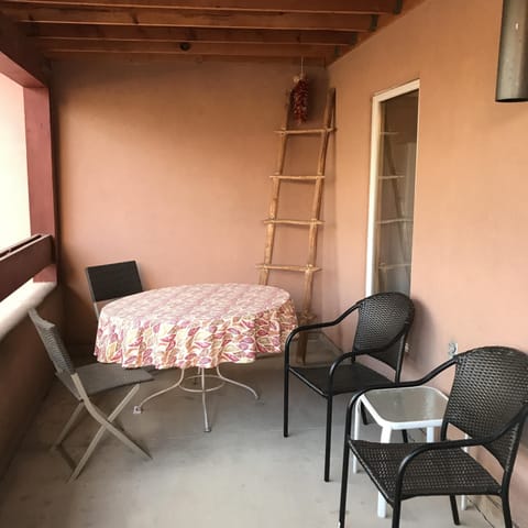 Back porch with view of city