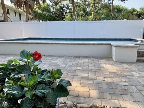 Pool is 3.5’ to 5.5’ deep