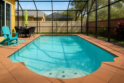 Fenced and screened around the private pool