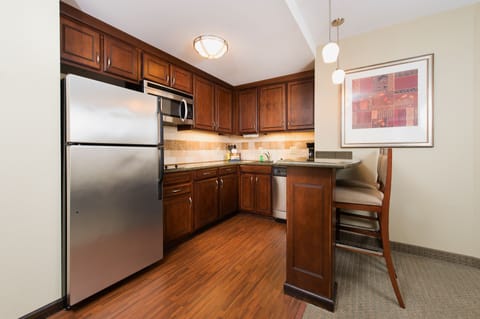 Fridge, microwave, dishwasher, coffee/tea maker