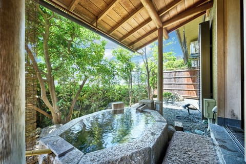Japanese-Style Superior Room with Open-Air Bath | Bathroom | Separate tub and shower, deep soaking tub, free toiletries, hair dryer
