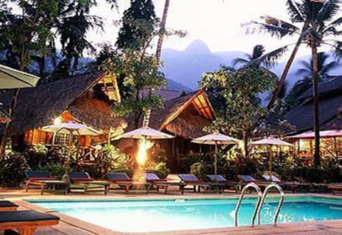 Indoor pool, outdoor pool, pool umbrellas, sun loungers