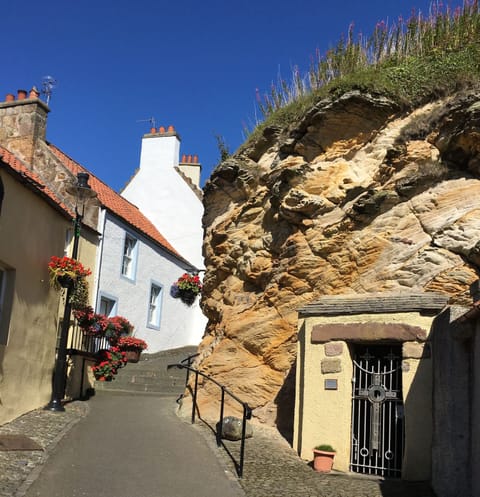 One of the prettiest wynds in Pittenweem with St Fillans cave 