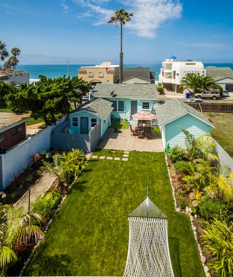 Aerial view of backyard