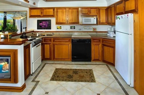 Kitchen: new dishwasher, stove, and refrigerator.  Hand-crafted woodwork.
