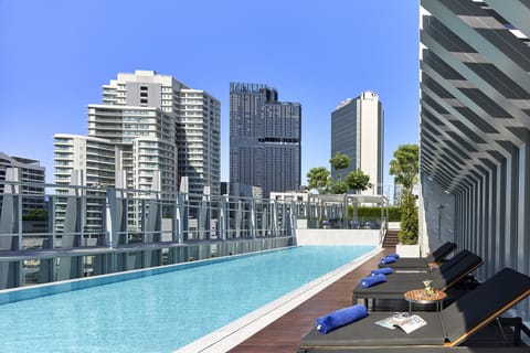 Outdoor pool, sun loungers