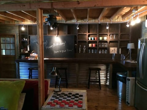 Built in work surface with barstools!