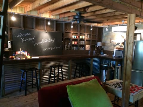 Open living room with double futon.