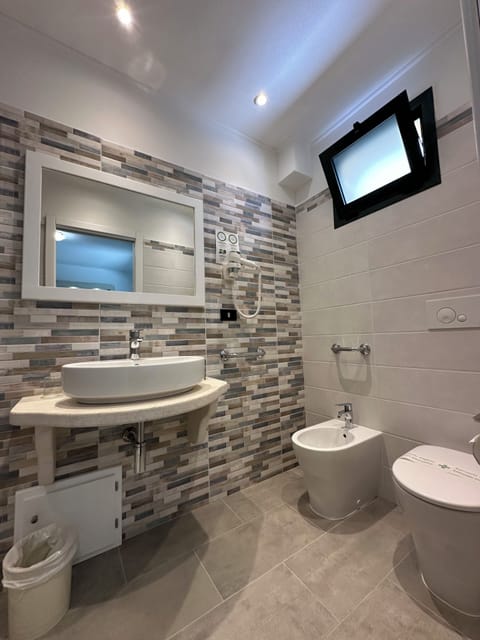 Shower, free toiletries, hair dryer, bidet