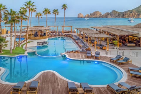 2 outdoor pools, open 8:00 AM to 8:00 PM, cabanas (surcharge)