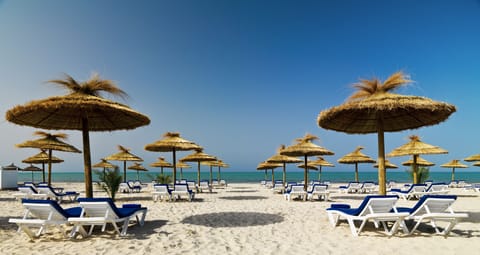 On the beach, white sand
