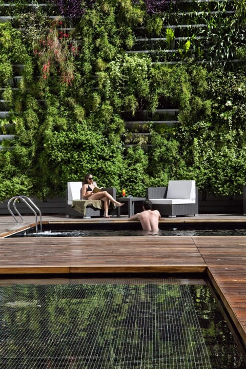 Seasonal outdoor pool, open 10 AM to 7 PM, sun loungers