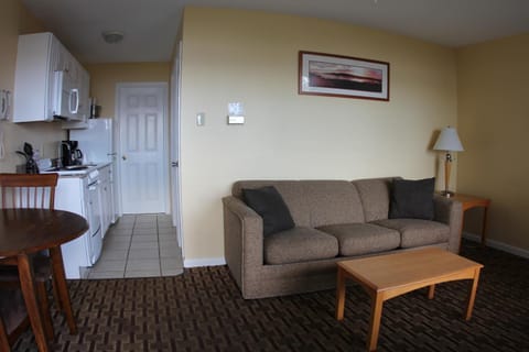 36-inch flat-screen TV with satellite channels, TV