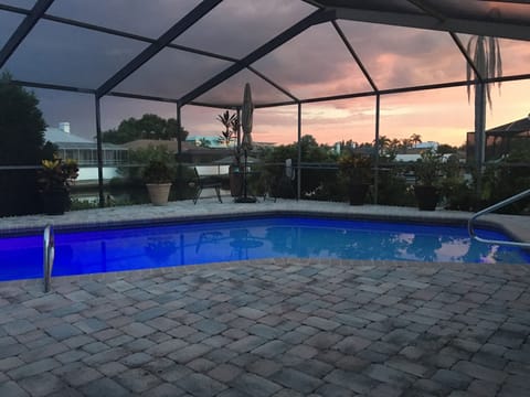 Pool view at sunset
