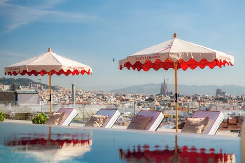 Seasonal outdoor pool, sun loungers