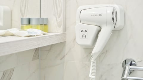 Free toiletries, hair dryer, towels, soap