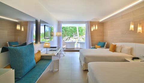 Room, 2 Double Beds, Terrace, Ocean View | Premium bedding, in-room safe, desk, blackout drapes