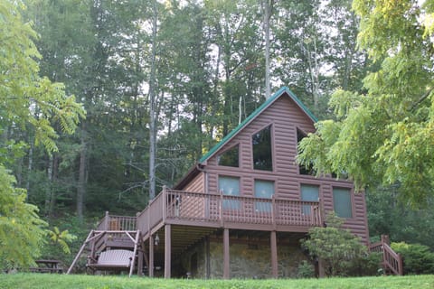 view from the road of the cabin